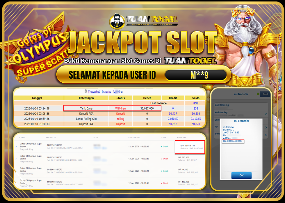 TUANTOGEL JACKPOT SLOT GATES OF OLYMPUS SUPER SCATTER Rp30.037.000,- LUNAS
